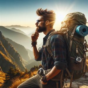 male backpacker on a hot summer day-4